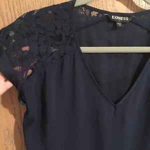 EXPRESS Navy blouse with lace detail